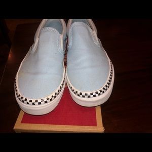 Blue Checkered Slip On Vans